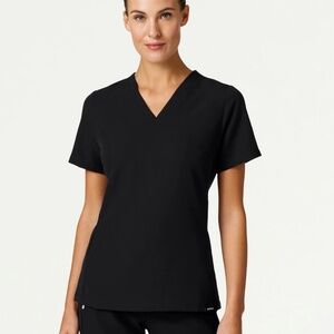 Jaanuu Carte Slim 2-Pocket Scrub Top - Black